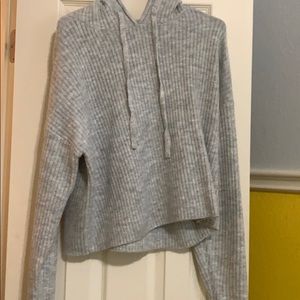 Gray Cropped Hoodie